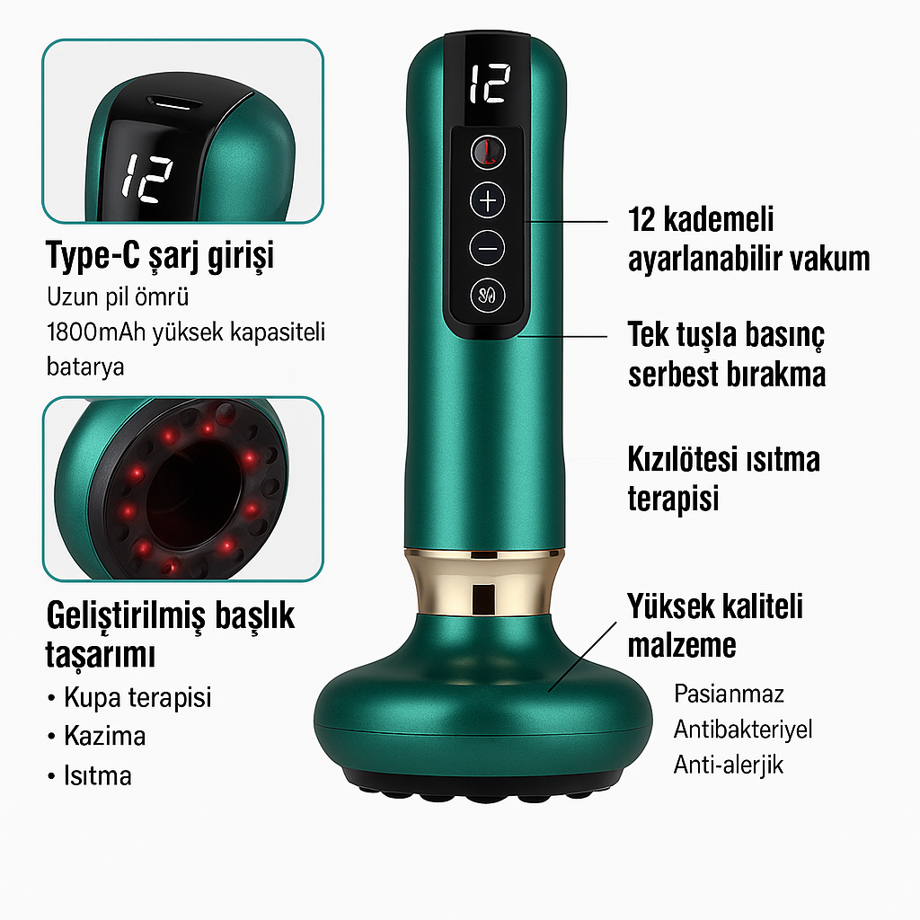 Novevara Isıtmalı Vakum Masaj Cihazı – 12 Kademe